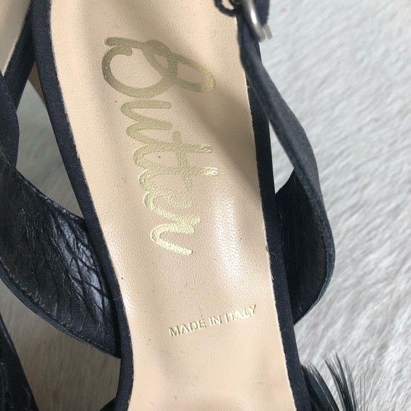 Black Feather High Heel Sandals by Butter NWT - Picture 8 of 11